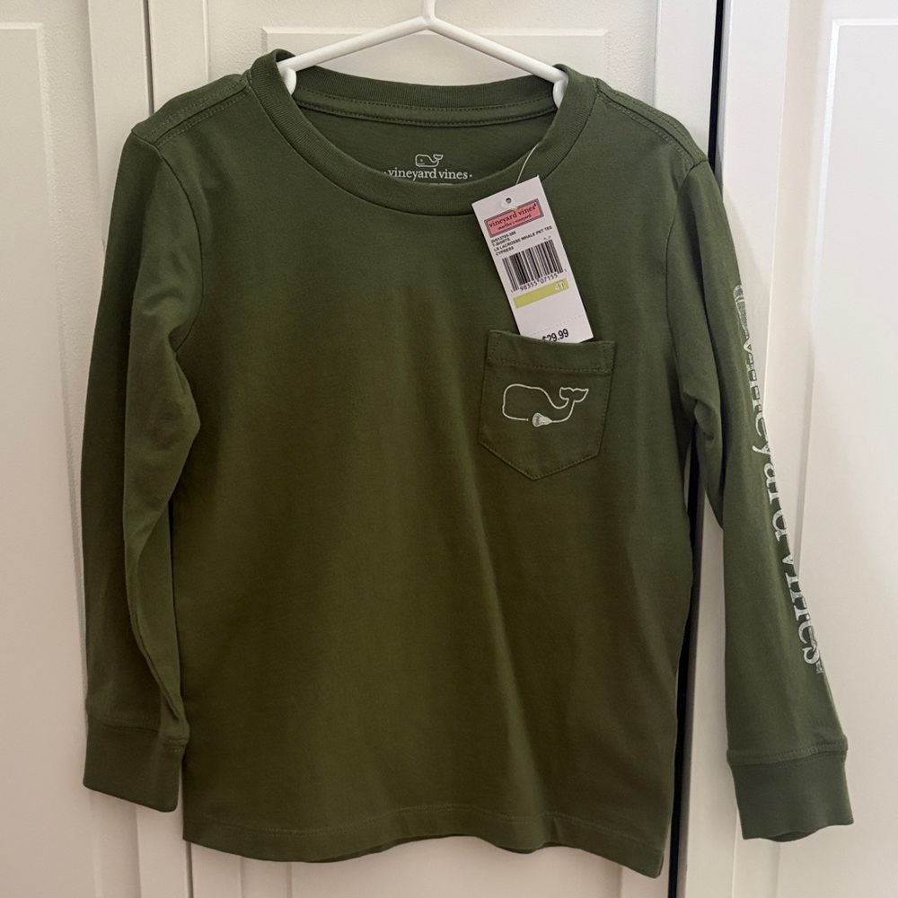 Vineyard Vines Kids Olive Long Sleeve Tee